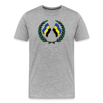 Couronne de laurier des drapeaux de la province de Gueldre - T-shirt bio Premium Homme - gris chiné - Devant - Damien (186cm)