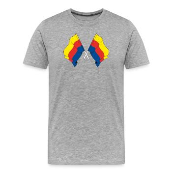 Zwei Flaggen der Provinz Nordholland - Männer Premium Bio T-Shirt - Grau meliert - Vorne - Damien (186cm)