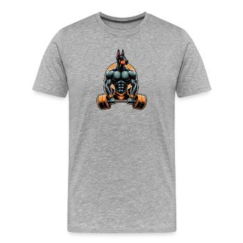 Muscle Dobermann Lifter - T-shirt bio Premium Homme - gris chiné - Devant - Damien (186cm)