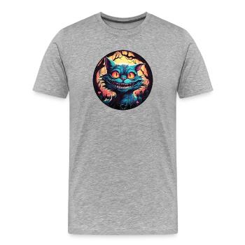 Chat du Cheshire Alice au pays des merveilles Cercle - T-shirt bio Premium Homme - gris chiné - Devant - Damien (186cm)