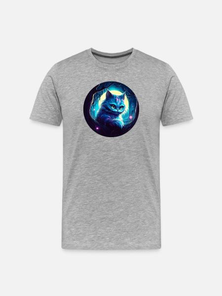 Cheshire Cat Alice in Wonderland  - Men's Premium Organic T-Shirt - heather grey