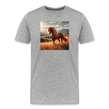 Cheval libre - T-shirt bio Premium Homme - gris chiné - Devant - Damien (186cm)