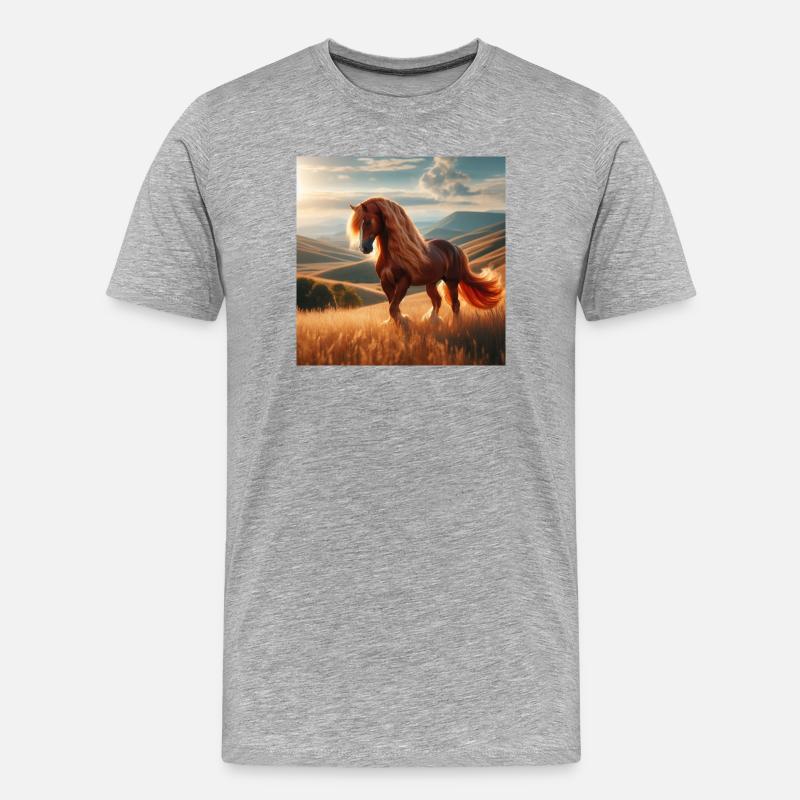 Freies Pferd - Männer Premium Bio T-Shirt - Grau meliert