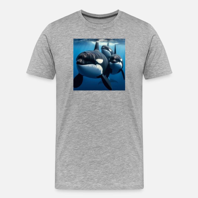 Orcas - Männer Premium Bio T-Shirt - Grau meliert