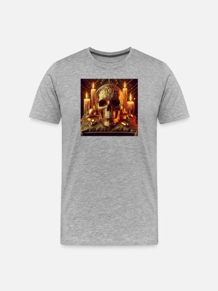 Golden Skull - Men's Premium Organic T-Shirt - heather grey