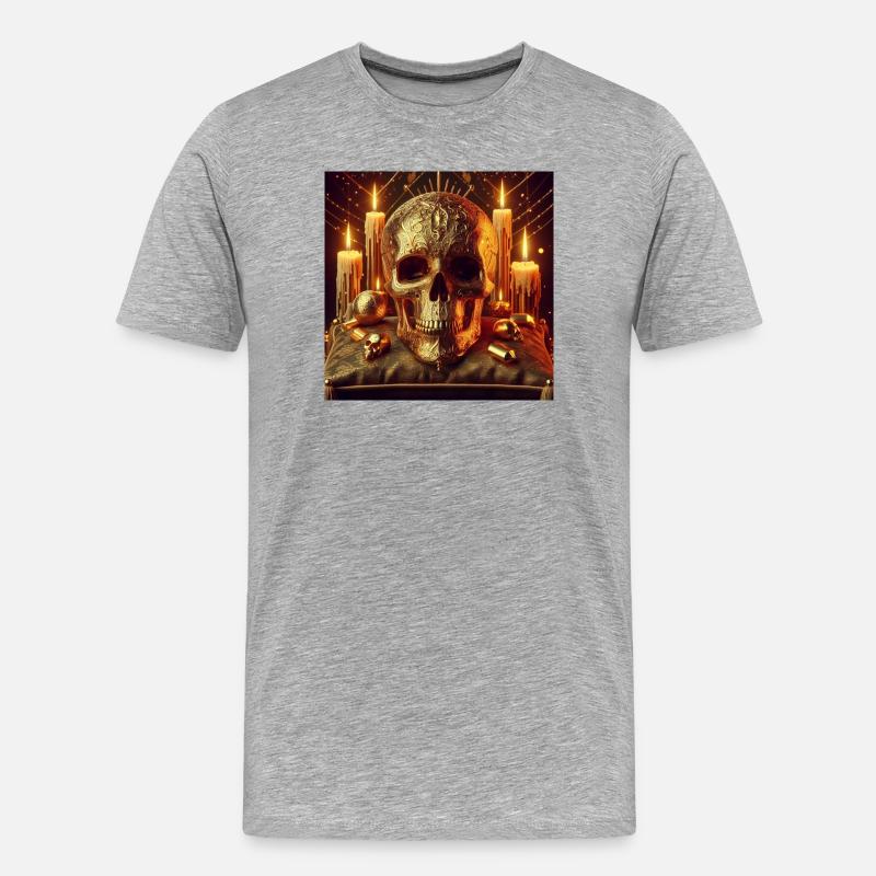 Goldener Schädel - Männer Premium Bio T-Shirt - Grau meliert