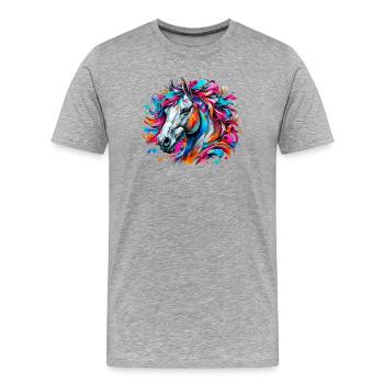 Pferd - Männer Premium Bio T-Shirt - Grau meliert - Vorne - Damien (186cm)
