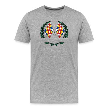 Drapeaux province d'Anvers Belgique couronne de laurier - T-shirt bio Premium Homme - gris chiné - Devant - Damien (186cm)