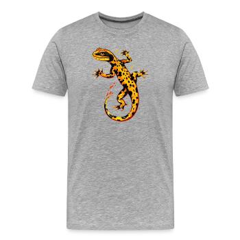 Salamandres, tritons, amphibiens à queue, salamandres de feu - T-shirt bio Premium Homme - gris chiné - Devant - Damien (186cm)