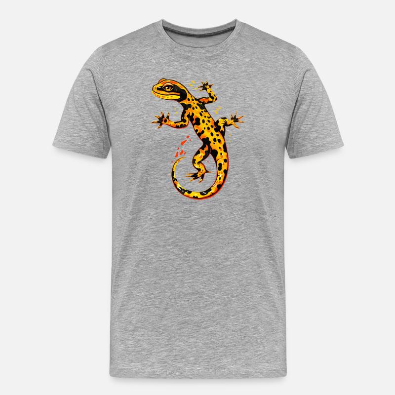 Salamander Molch Schwanzlurch Feuersalamander - Männer Premium Bio T-Shirt - Grau meliert