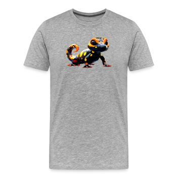 Salamandres, tritons, amphibiens à queue, salamandres de feu - T-shirt bio Premium Homme - gris chiné - Devant - Damien (186cm)