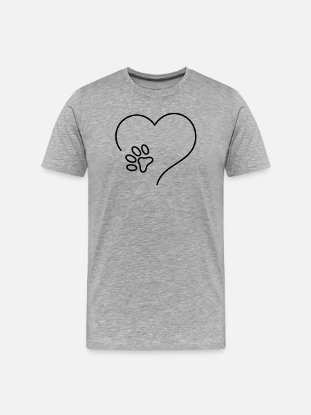 Katzenherz - Männer Premium Bio T-Shirt - Grau meliert