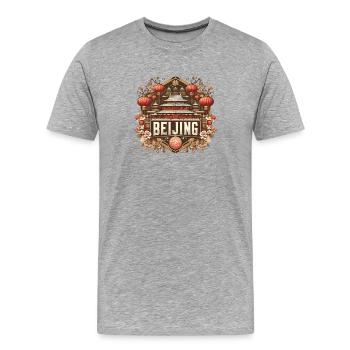 Design Traditionnelle de Pékin avec Lanternes - T-shirt bio Premium Homme - gris chiné - Devant - Damien (186cm)
