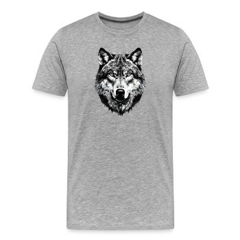Wolf Motiv Wölfe Wolfsrudel Grauer Wolfshund Wolfs - Männer Premium Bio T-Shirt - Grau meliert - Vorne - Damien (186cm)