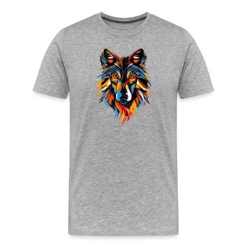 Wolf Motiv Wölfe Wolfsrudel Grauer Wolfshund Wolfs - Männer Premium Bio T-Shirt - Grau meliert - Vorne - Damien (186cm)