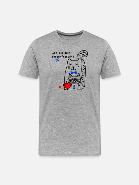Worry Eater Cat - Men's Premium Organic T-Shirt - heather grey