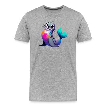 Phoque - T-shirt bio Premium Homme - gris chiné - Devant - Damien (186cm)