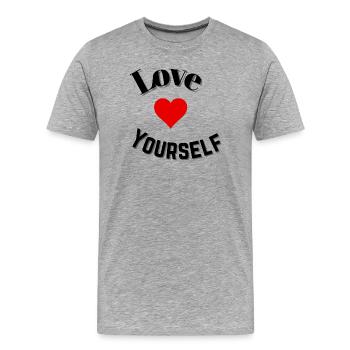 Love yourself - Men's Premium Organic T-Shirt - heather grey - Front - Damien (186cm)