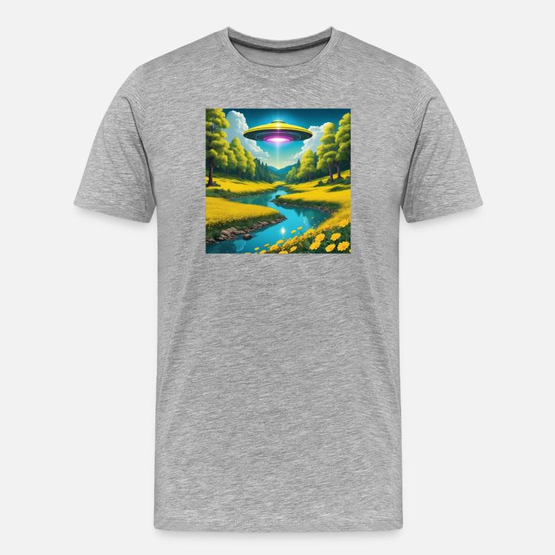 UFO - Männer Premium Bio T-Shirt - Grau meliert