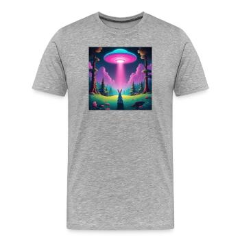OVNI avec lapin - T-shirt bio Premium Homme - gris chiné - Devant - Damien (186cm)