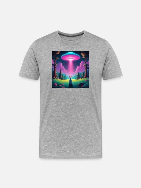 UFO with rabbit - Men's Premium Organic T-Shirt - heather grey
