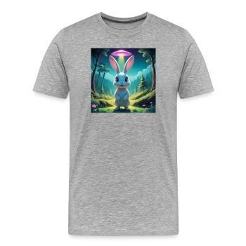 Lapin avec OVNI - T-shirt bio Premium Homme - gris chiné - Devant - Damien (186cm)