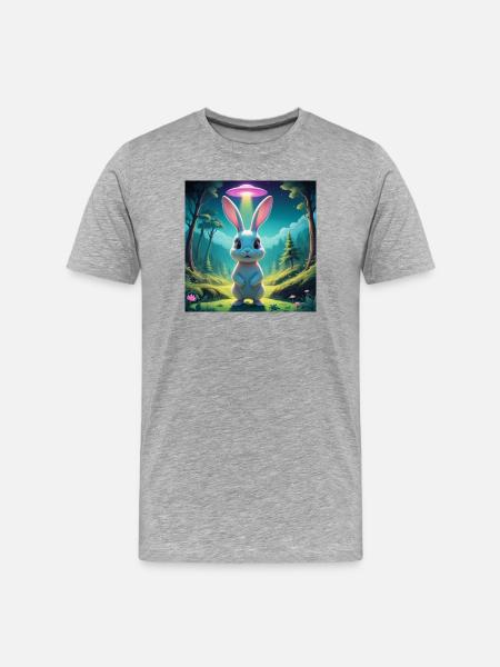 Rabbit with UFO - Men's Premium Organic T-Shirt - heather grey