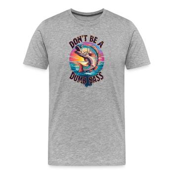 Don't think like a dumb fish - Men's Premium Organic T-Shirt - heather grey - Front - Damien (186cm)