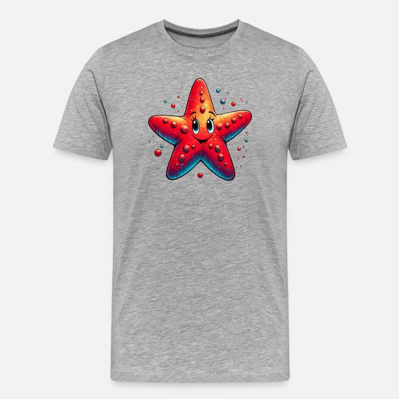 Seestern - Männer Premium Bio T-Shirt - Grau meliert