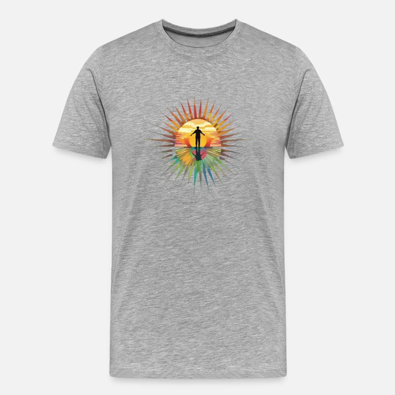 Stilvoll strahlen mit dem Regenbogenstern - Männer Premium Bio T-Shirt - Grau meliert