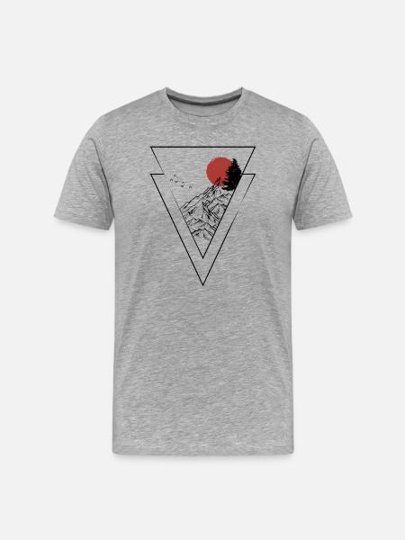Red Sunset Summit Silhouette - Men's Premium Organic T-Shirt - heather grey