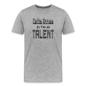 Cette Année au Talent - T-shirt bio Premium Homme - gris chiné - Devant - Damien (186cm)