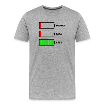 MAMAN PAPA BÉBÉ - T-shirt bio Premium Homme - gris chiné - Devant - Damien (186cm)