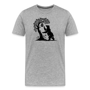 charming bear as a honey thief on a beehive - Men's Premium Organic T-Shirt - heather grey - Front - Damien (186cm)