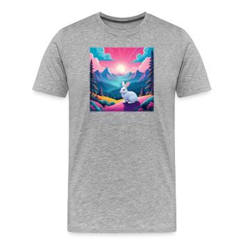 Lapin sur la montagne - T-shirt bio Premium Homme - gris chiné - Devant - Damien (186cm)