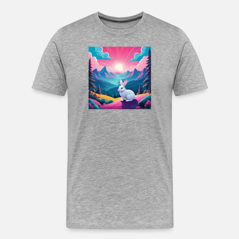 Hase am Berg - Männer Premium Bio T-Shirt - Grau meliert