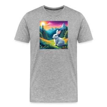 Häschen - Männer Premium Bio T-Shirt - Grau meliert - Vorne - Damien (186cm)