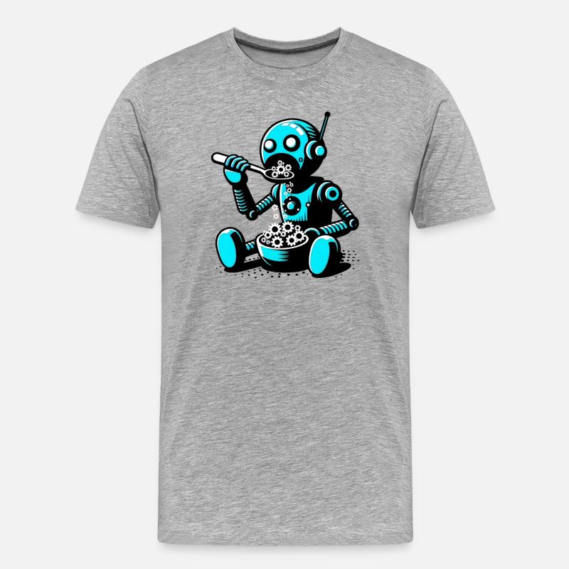 Marsianischer außerirdischer außerirdischer Roboter - Männer Premium Bio T-Shirt - Grau meliert