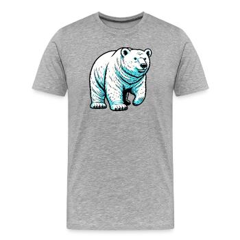 Ours blanc - T-shirt bio Premium Homme - gris chiné - Devant - Damien (186cm)