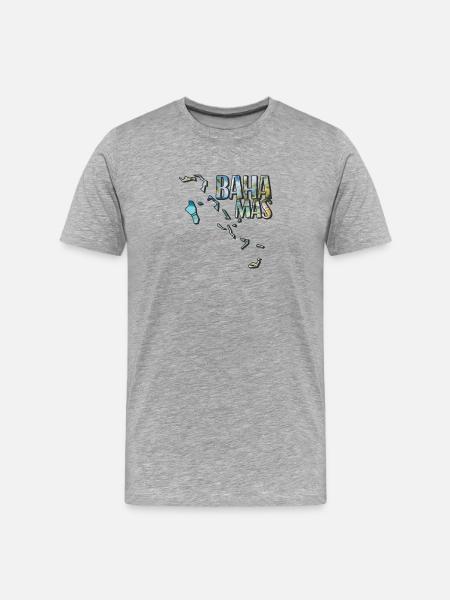 Carte à l’aquarelle Bahamas - T-shirt bio Premium Homme - gris chiné