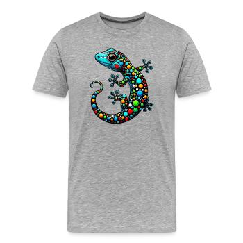 Gecko - T-shirt bio Premium Homme - gris chiné - Devant - Damien (186cm)