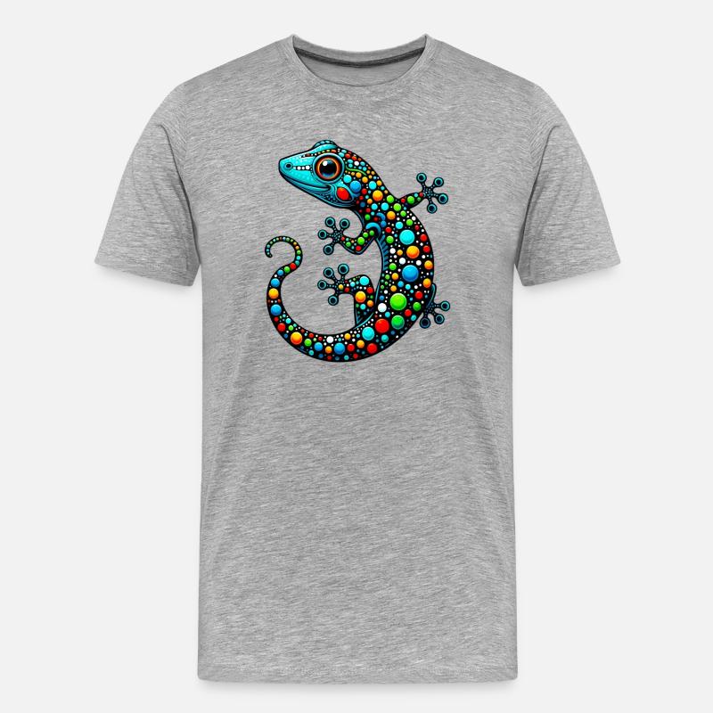 Gecko - Männer Premium Bio T-Shirt - Grau meliert