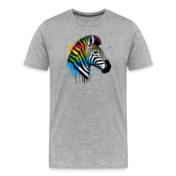 Zebra - Männer Premium Bio T-Shirt - Grau meliert - Vorne - Damien (186cm)