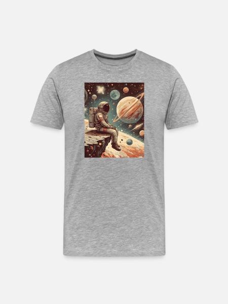 An Astronaut Exploring the infinite, - Men's Premium Organic T-Shirt - heather grey