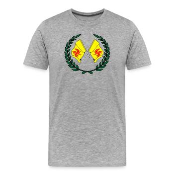 Flaggen Provinz Wallonien Belgien Lorbeerkranz - Männer Premium Bio T-Shirt - Grau meliert - Vorne - Damien (186cm)