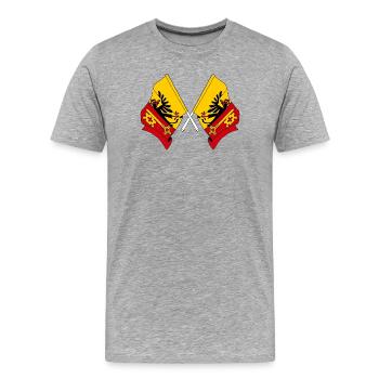 Deux drapeaux Canton de Genève, Suisse - T-shirt bio Premium Homme - gris chiné - Devant - Damien (186cm)