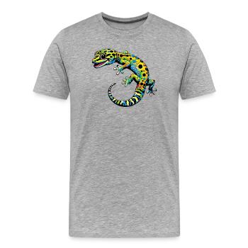 Gecko - Männer Premium Bio T-Shirt - Grau meliert - Vorne - Damien (186cm)