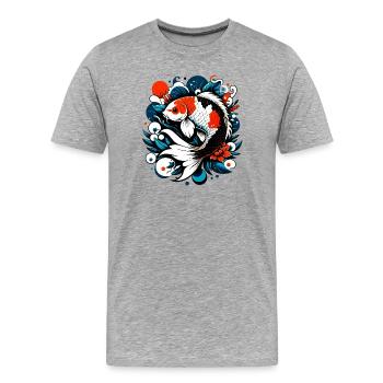Koi-Karpfen - Männer Premium Bio T-Shirt - Grau meliert - Vorne - Damien (186cm)