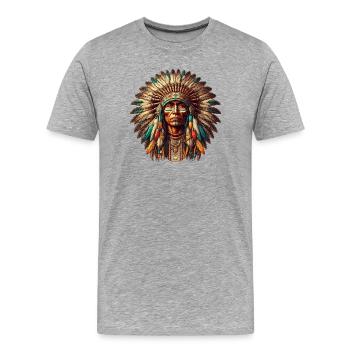 Amérindien Américain - T-shirt bio Premium Homme - gris chiné - Devant - Damien (186cm)