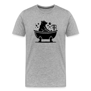 Niedlicher Bär in der Badewanne - Männer Premium Bio T-Shirt - Grau meliert - Vorne - Damien (186cm)